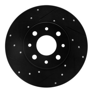 Fiat 500E Brake Rotor (1) - Rear Left - R1 Concepts - Drilled & Slotted - Black - `13-`19